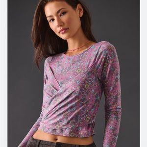 NWT Daily Practice Anthropologie wrap-front top, size small